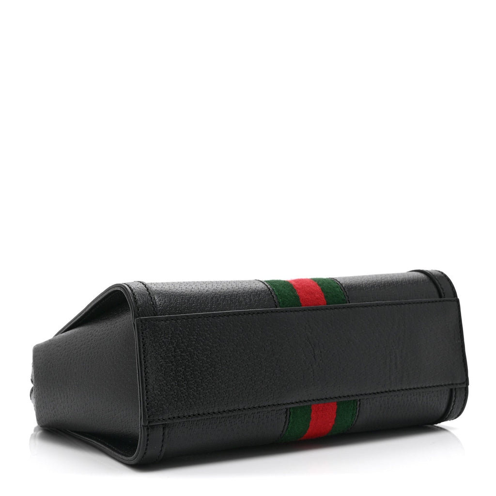 Gucci Textured Calfskin Web Small Ophidia Tote Bag Black