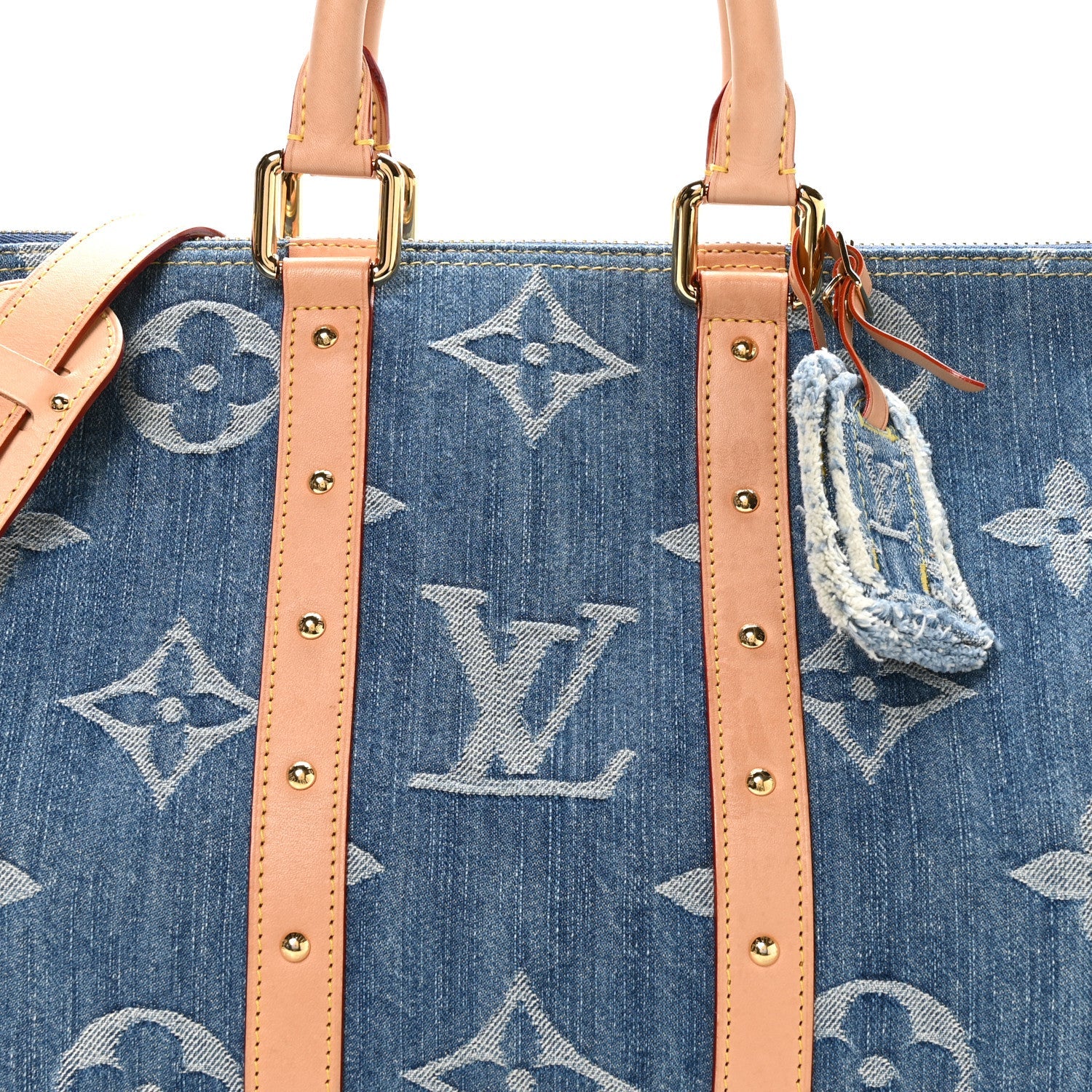Louis Vuitton Denim Monogram New LV Remix Keepall Bandouliere 45 Blue