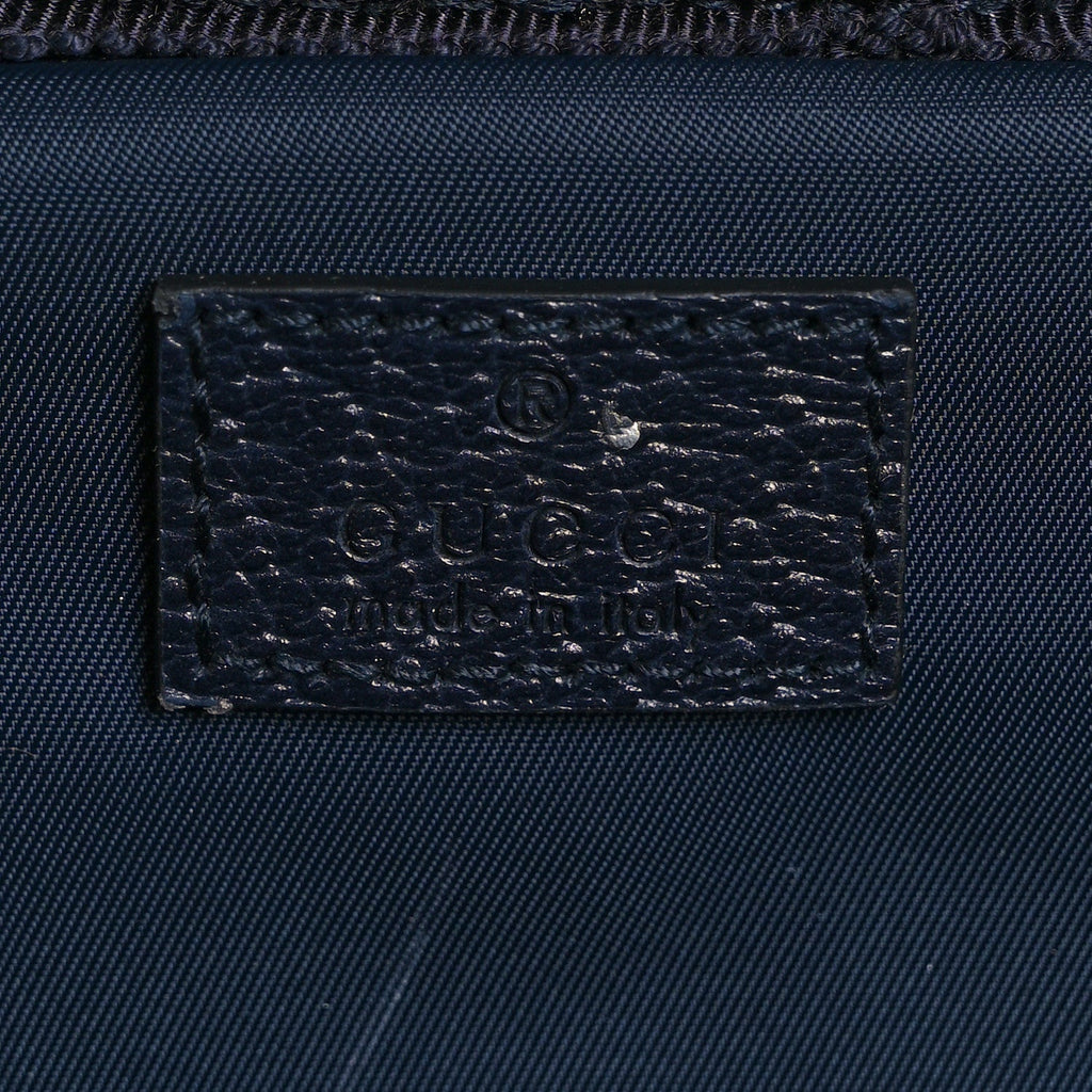 Gucci GG Supreme Monogram Textured Dollar Calfskin Web Large Savoy Trolley Suitcase Beige Blue