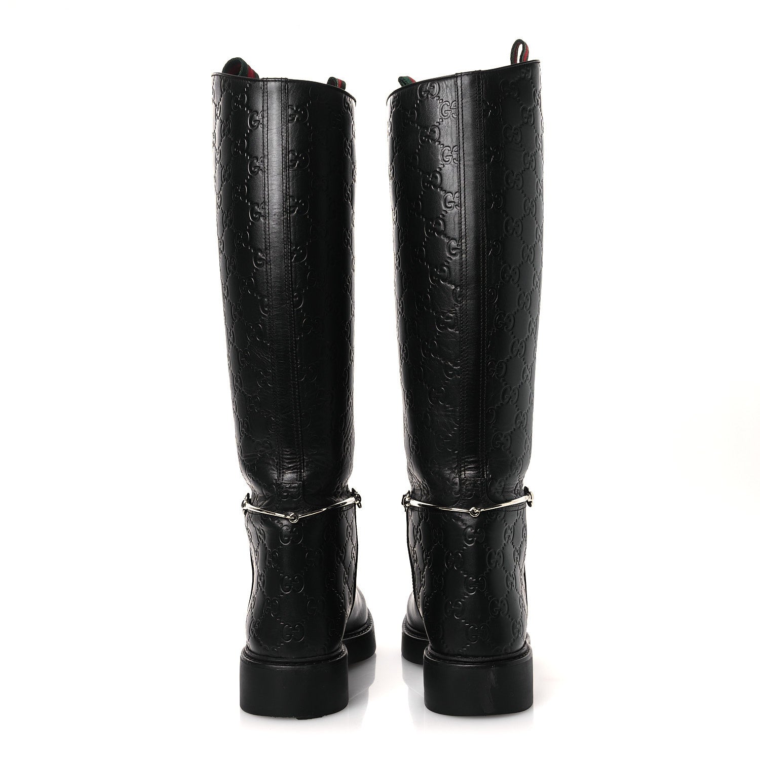 Gucci Guccissima Real Betis Glamour Calfskin Michelangelo Slim Horsebit Riding Boots 39.5 Black