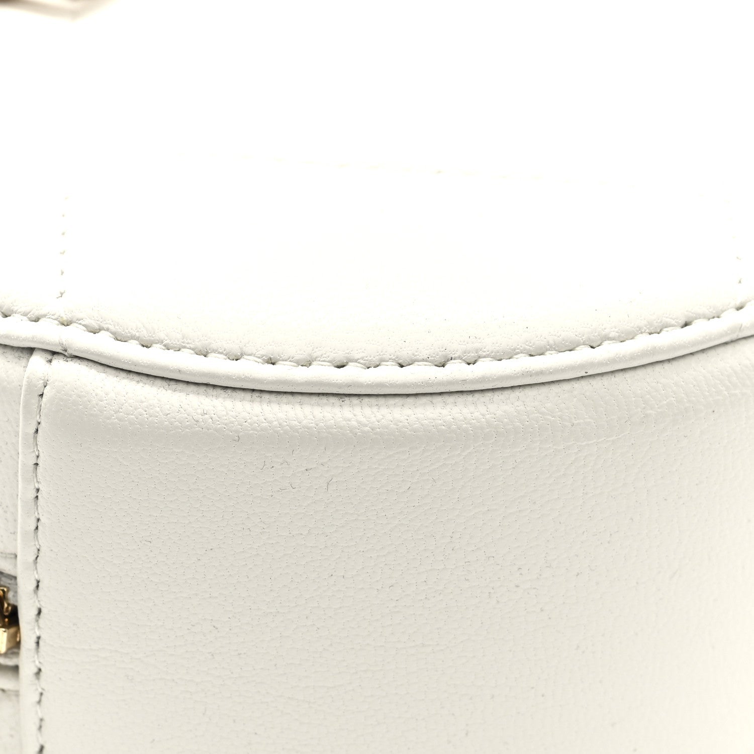 Chanel Shiny Goatskin Quilted Chanel 19 Round Clutch With Chain White