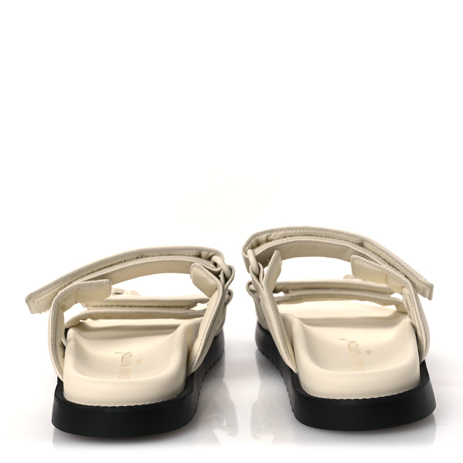 Louis Vuitton Grained Calfskin Sunset Comfort Flat Sandals 39 Light Beige