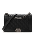 Chanel Calfskin Quilted Double Stitched New Medium Boy Flap Black
