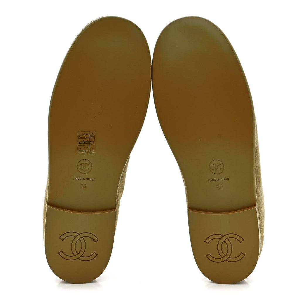 Chanel Suede Calfskin CC Loafers 39 Dark Beige