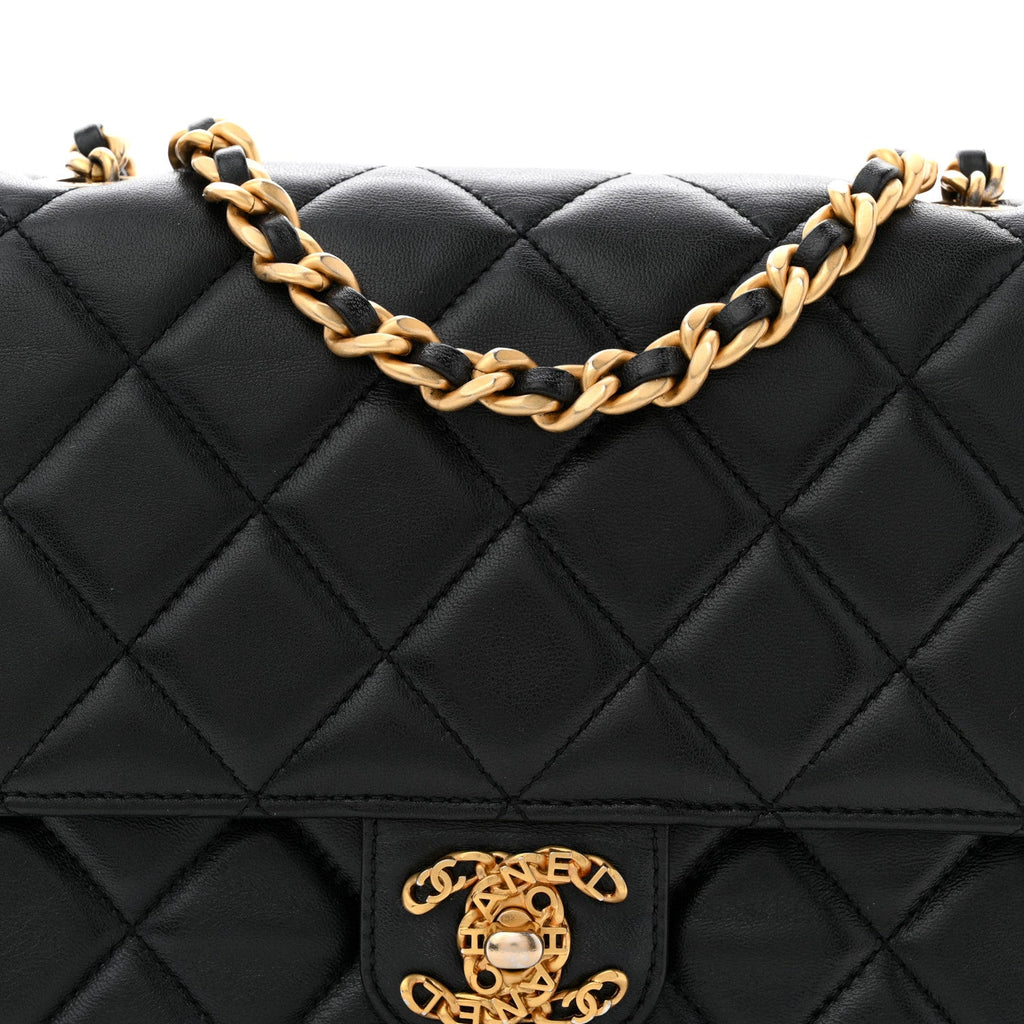 Chanel Lambskin Quilted CC Logo Mini Flap Black