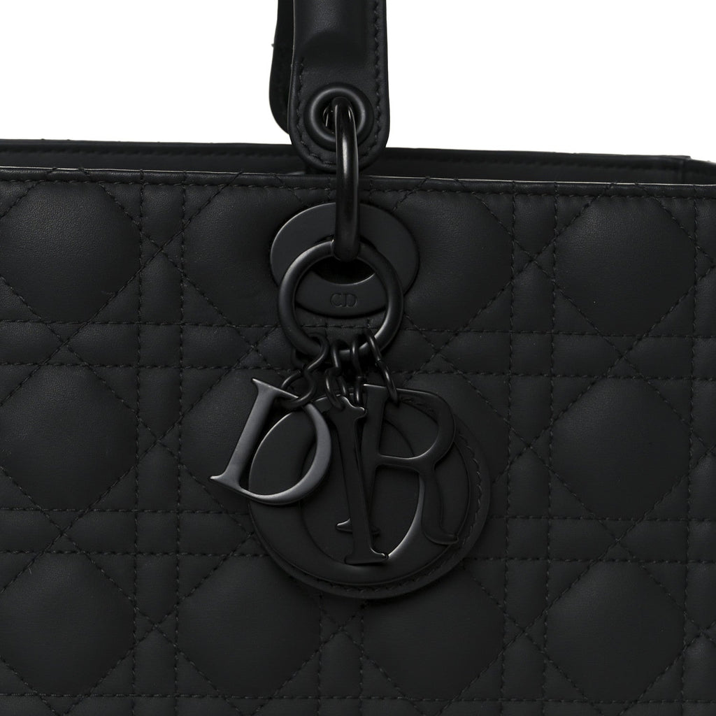 Christian Dior Ultra Matte Calfskin Cannage Large Lady Dior Black