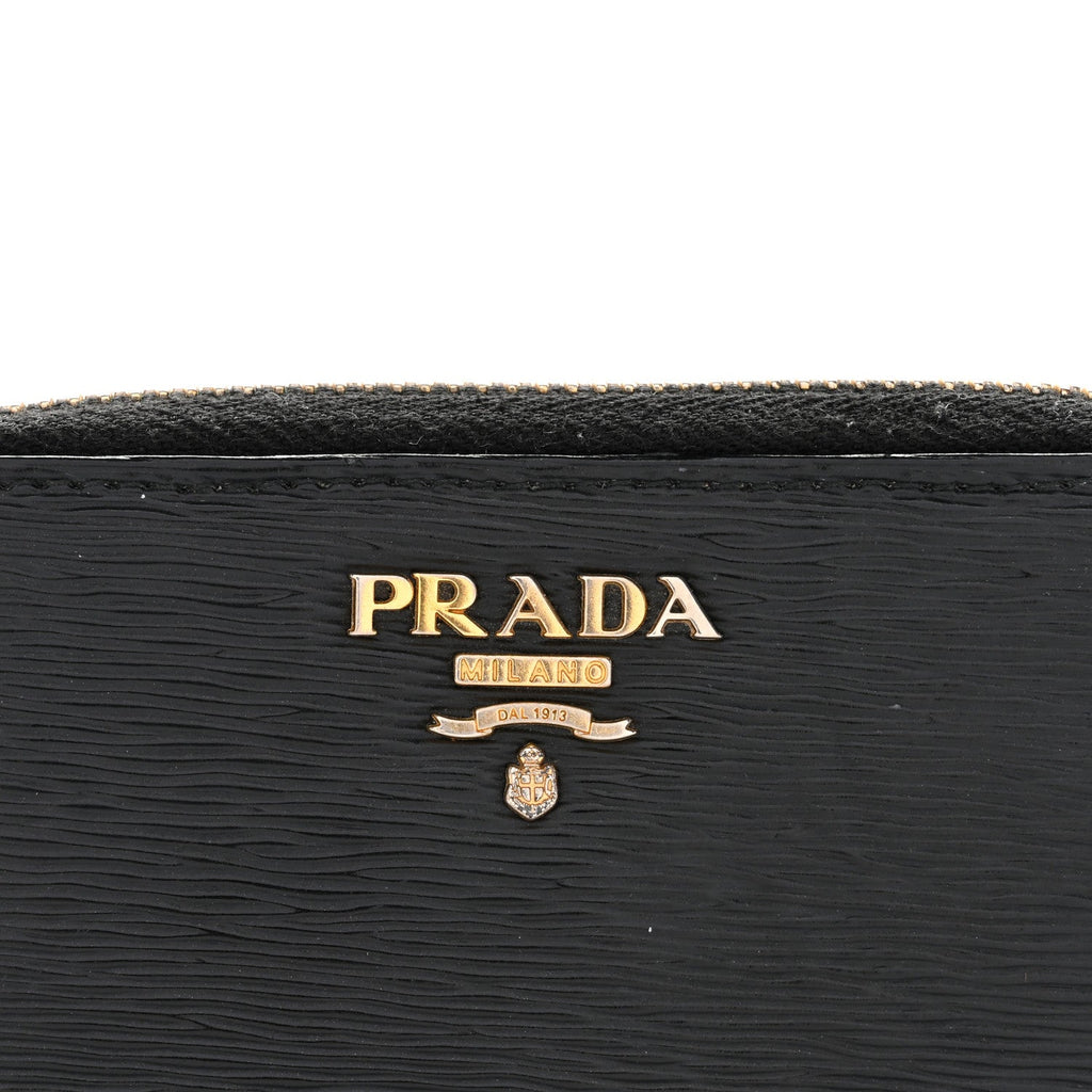Prada Vitello Move Zip Around 6 Key Holder Black