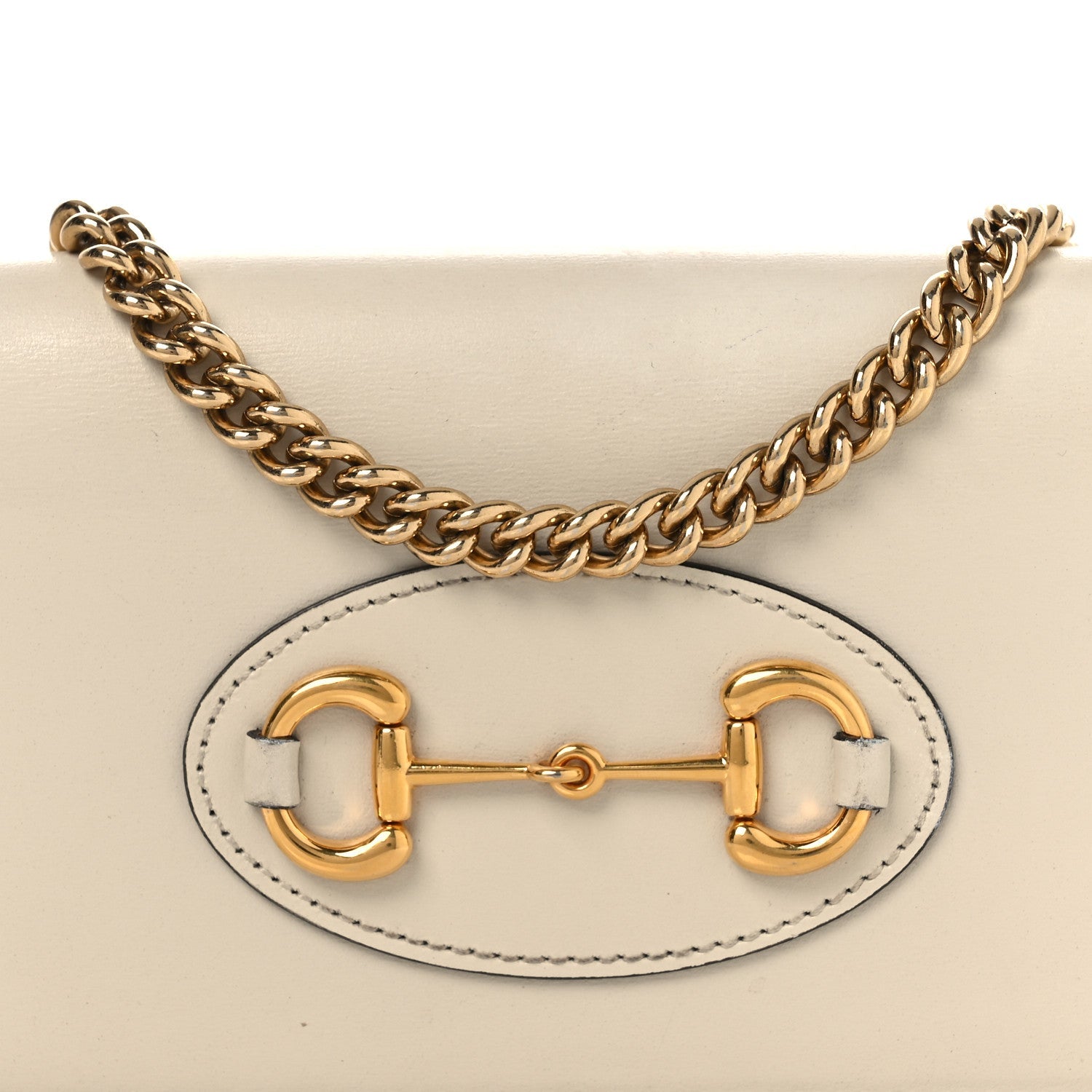 Gucci Boarded Plutone Calfskin Horsebit 1955 Wallet On Chain Mystic White