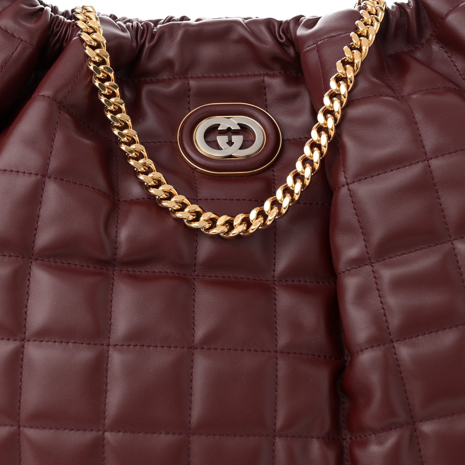 Gucci Calfskin Quilted Large Deco Tote Bag Rosso Ancora Red