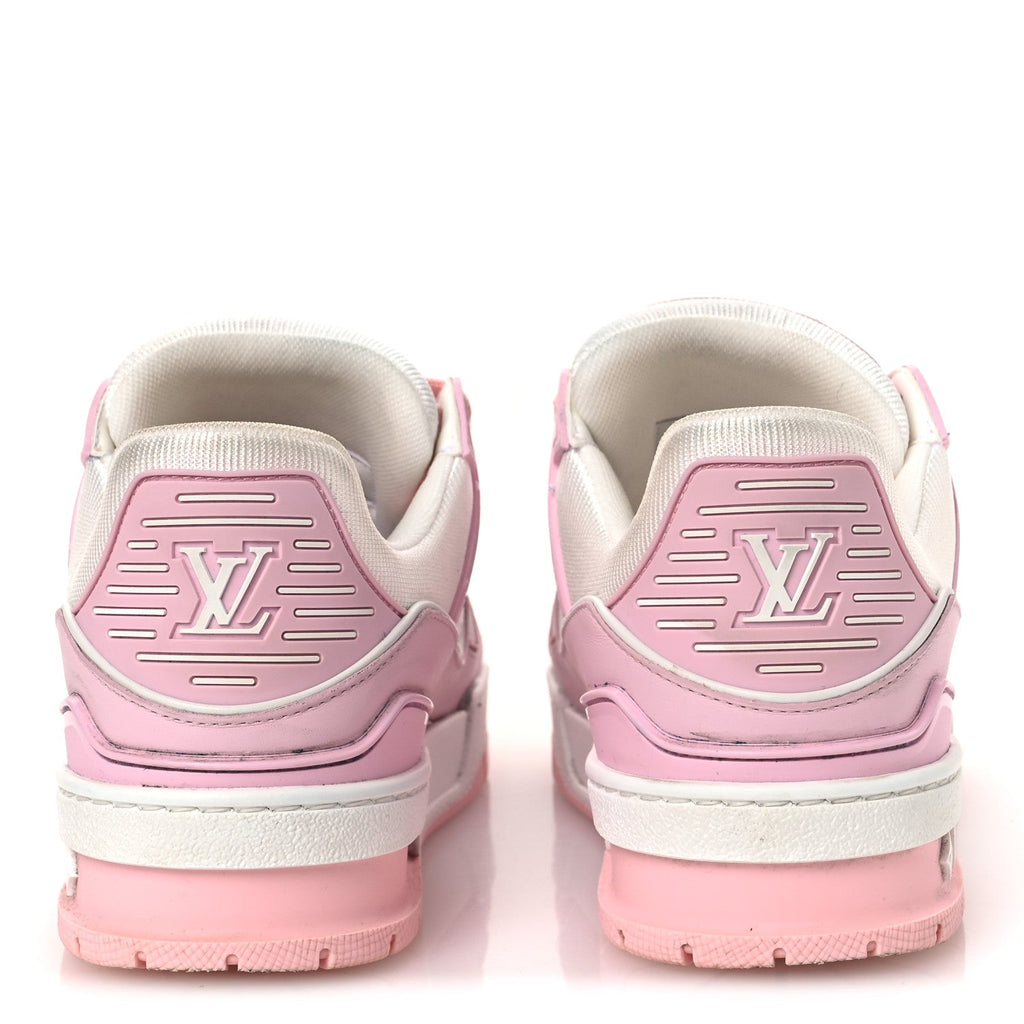 Louis Vuitton Calfskin Monogram Womens LV Trainer Sneakers 36.5 Light Pink