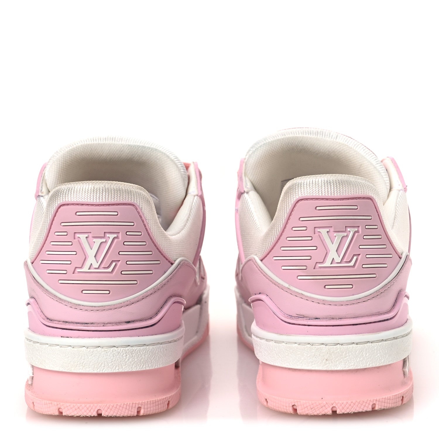 Louis Vuitton Calfskin Monogram Womens LV Trainer Sneakers 36.5 Light Pink