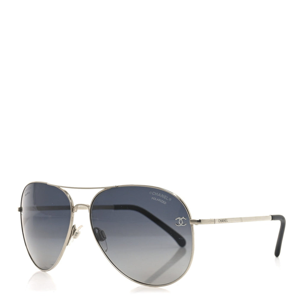 Metal Polarized CC Aviator Sunglasses 4189-T-Q Silver