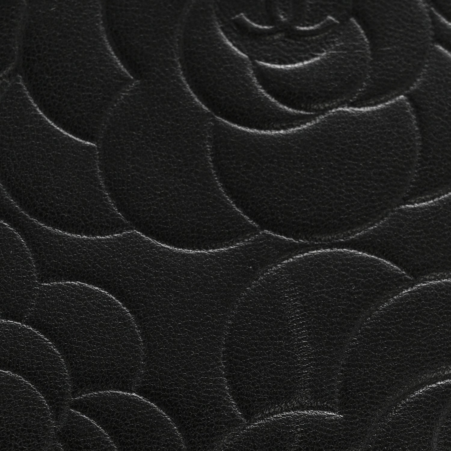 Lambskin Camellia Embossed Zip Around Organizer Wallet Black