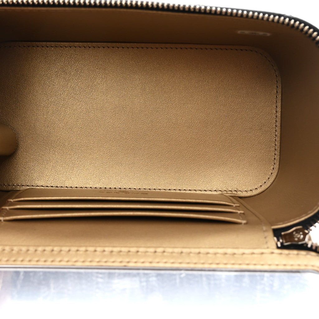 Chanel Lambskin Quilted Pearl Crush Small Vanity Case With Chain Black