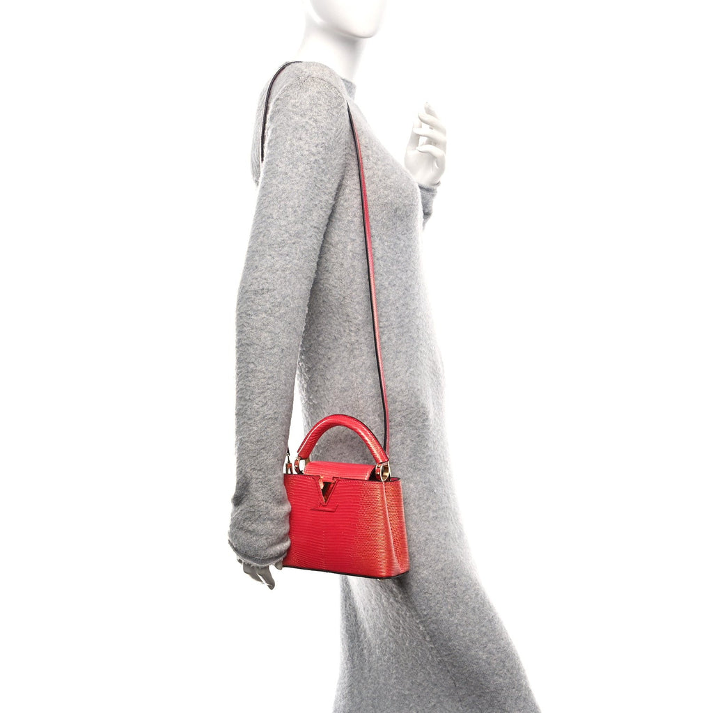 Louis Vuitton Metallic Lizard Capucines Mini Fuchsia Gold