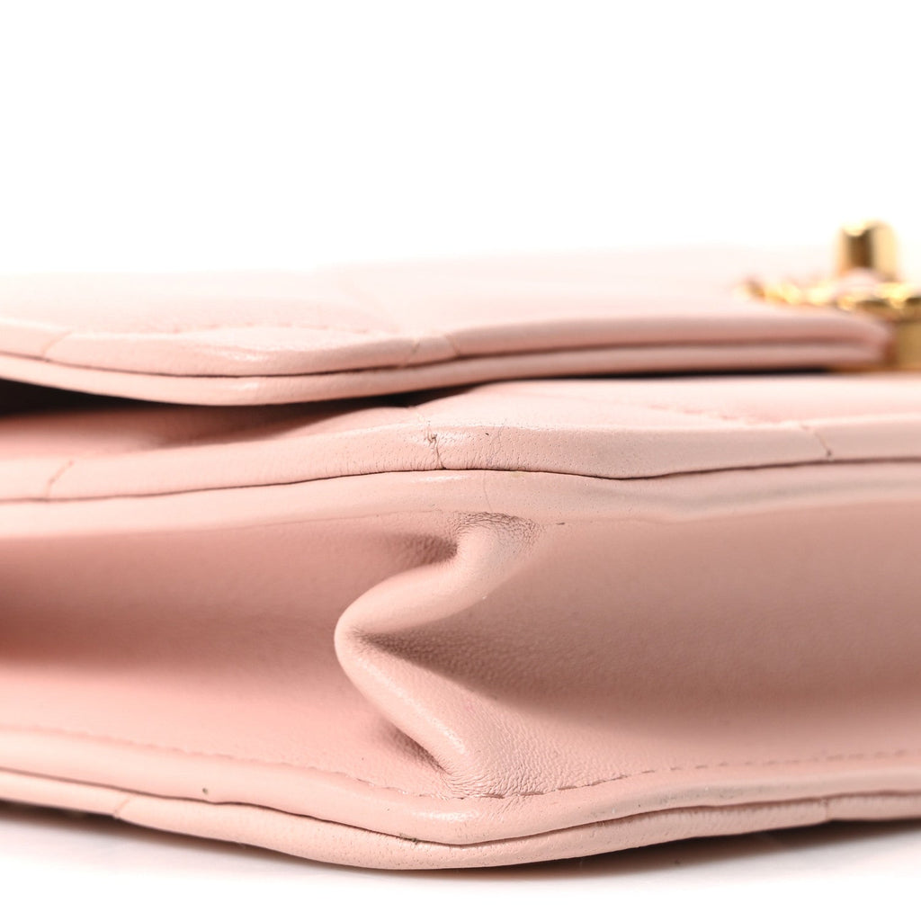 Chanel Lambskin Quilted Chanel 19 Wallet On Chain WOC Light Pink