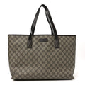 Gucci GG Supreme Monogram Medium Zippered Shopping Tote  Dark Brown