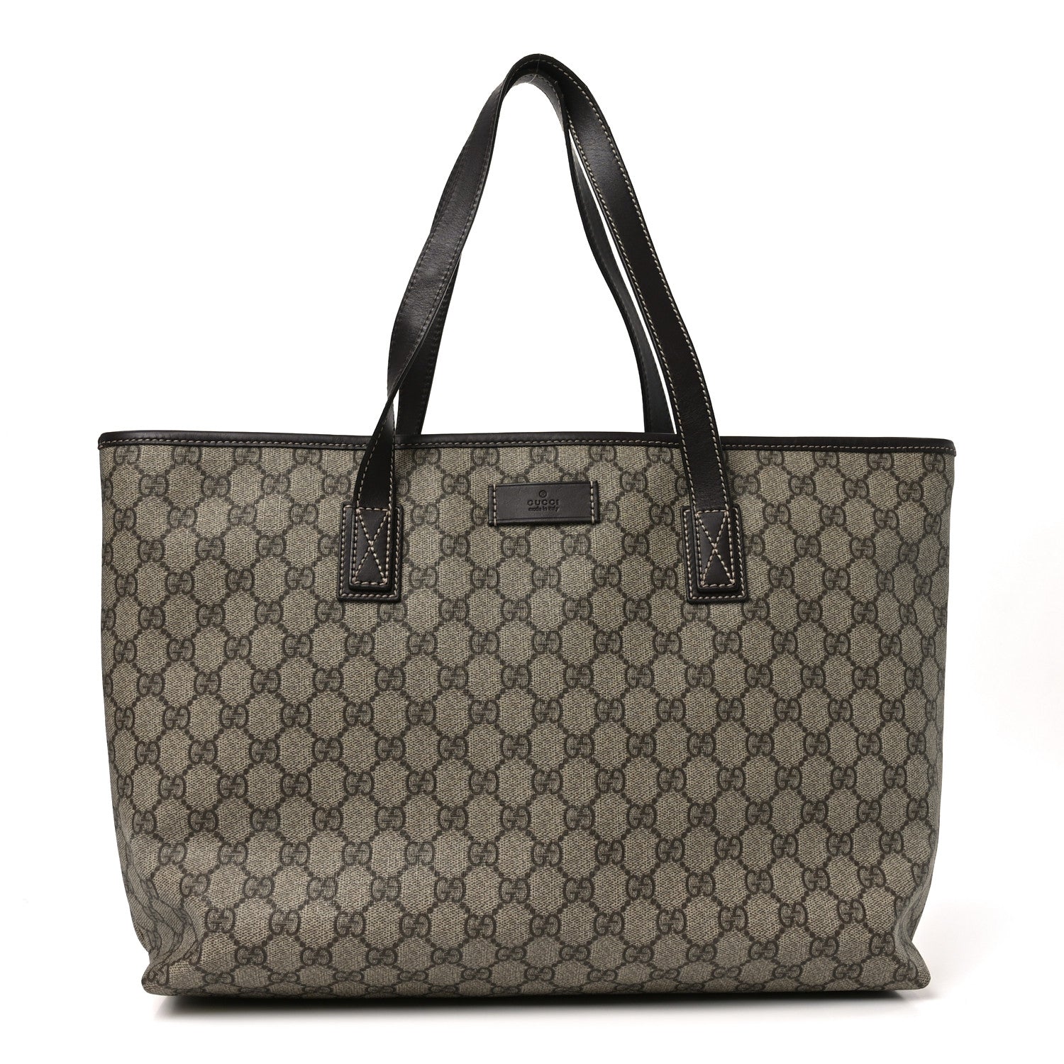 Gucci GG Supreme Monogram Medium Zippered Shopping Tote  Dark Brown
