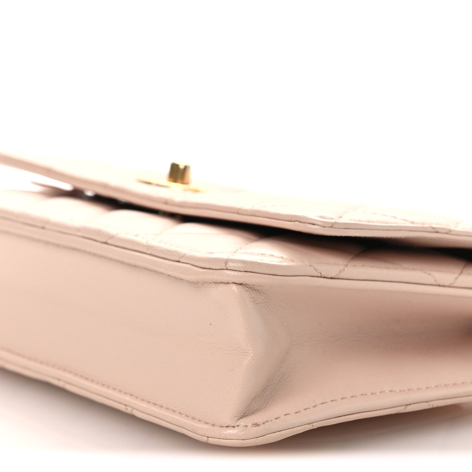 Chanel Lambskin Quilted CC Pearl Crush Wallet on Chain WOC Light Pink