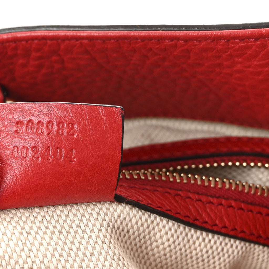 Gucci Pebbled Calfskin Medium Soho Chain Shoulder Bag Tabasco Red