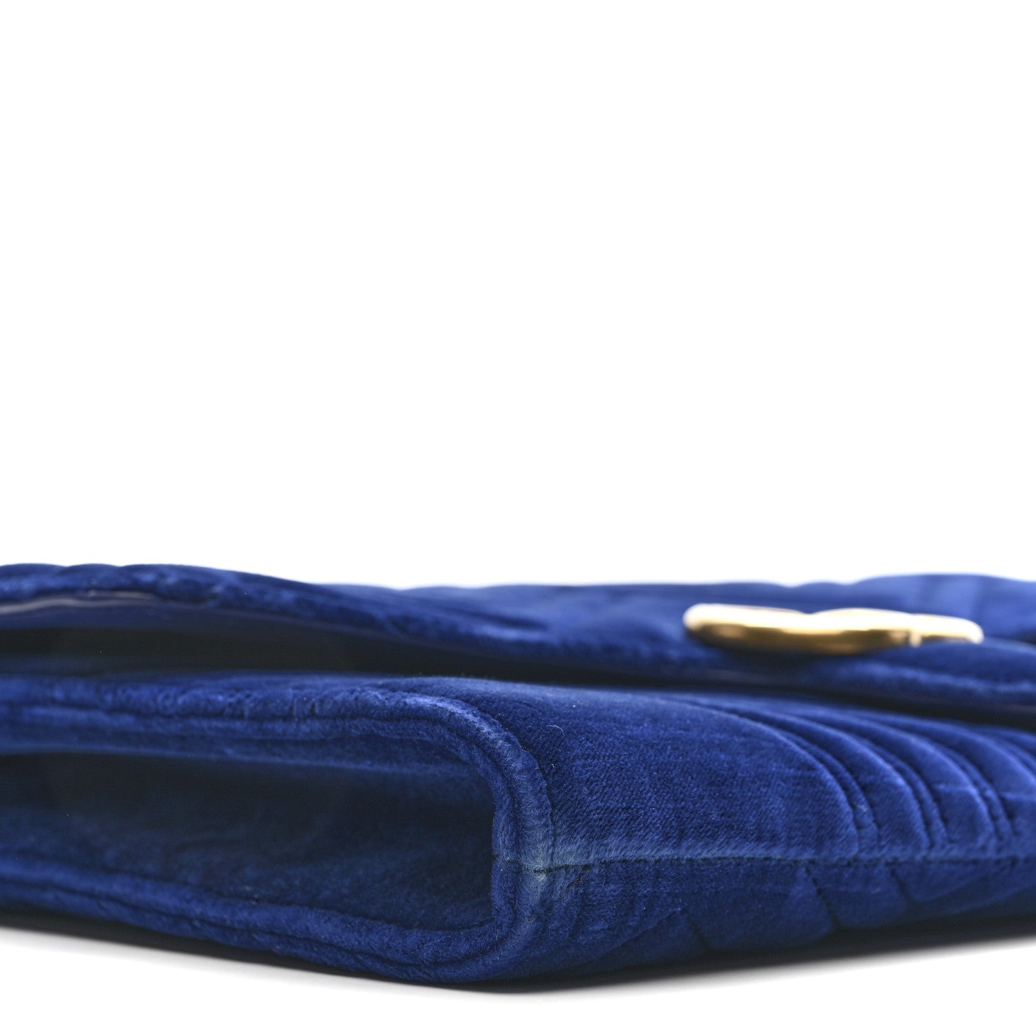 Gucci Velvet Matelasse GG Marmont Clutch Cobalt Blue