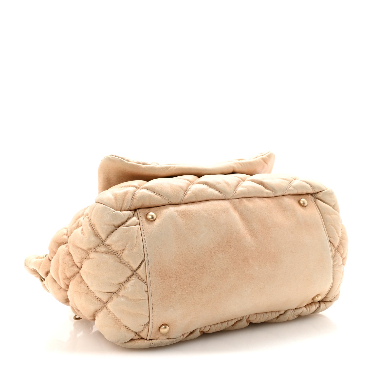 Chanel Lambskin Bubble Quilt Accordion Flap Beige