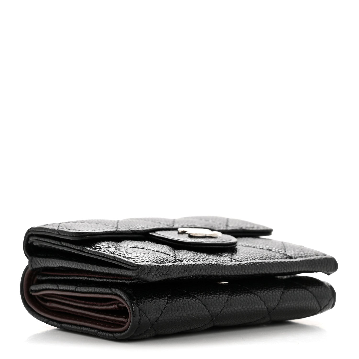 Caviar Quilted Double Flap Wallet Black