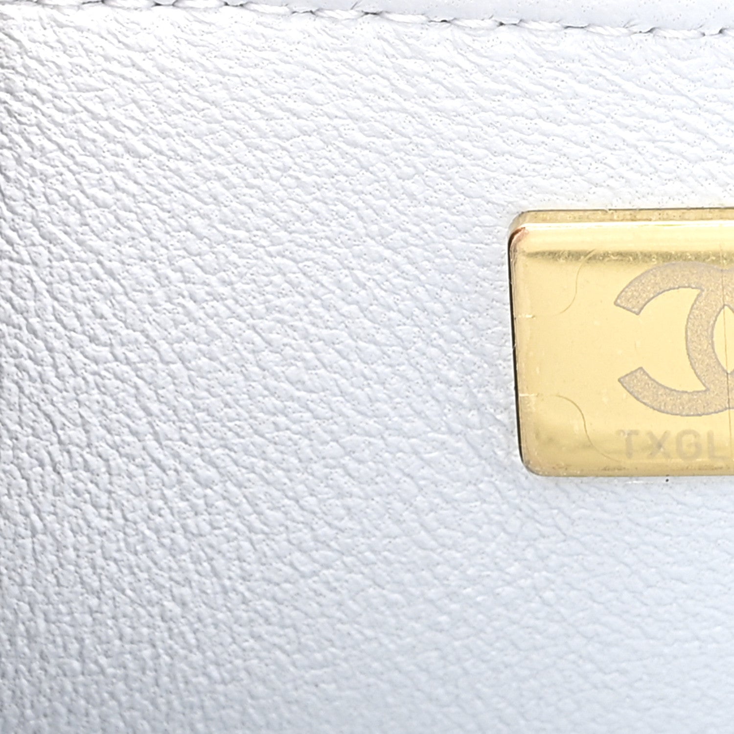 Chanel Shiny Lambskin Quilted Pearl Twist Mini Square Flap Light Blue