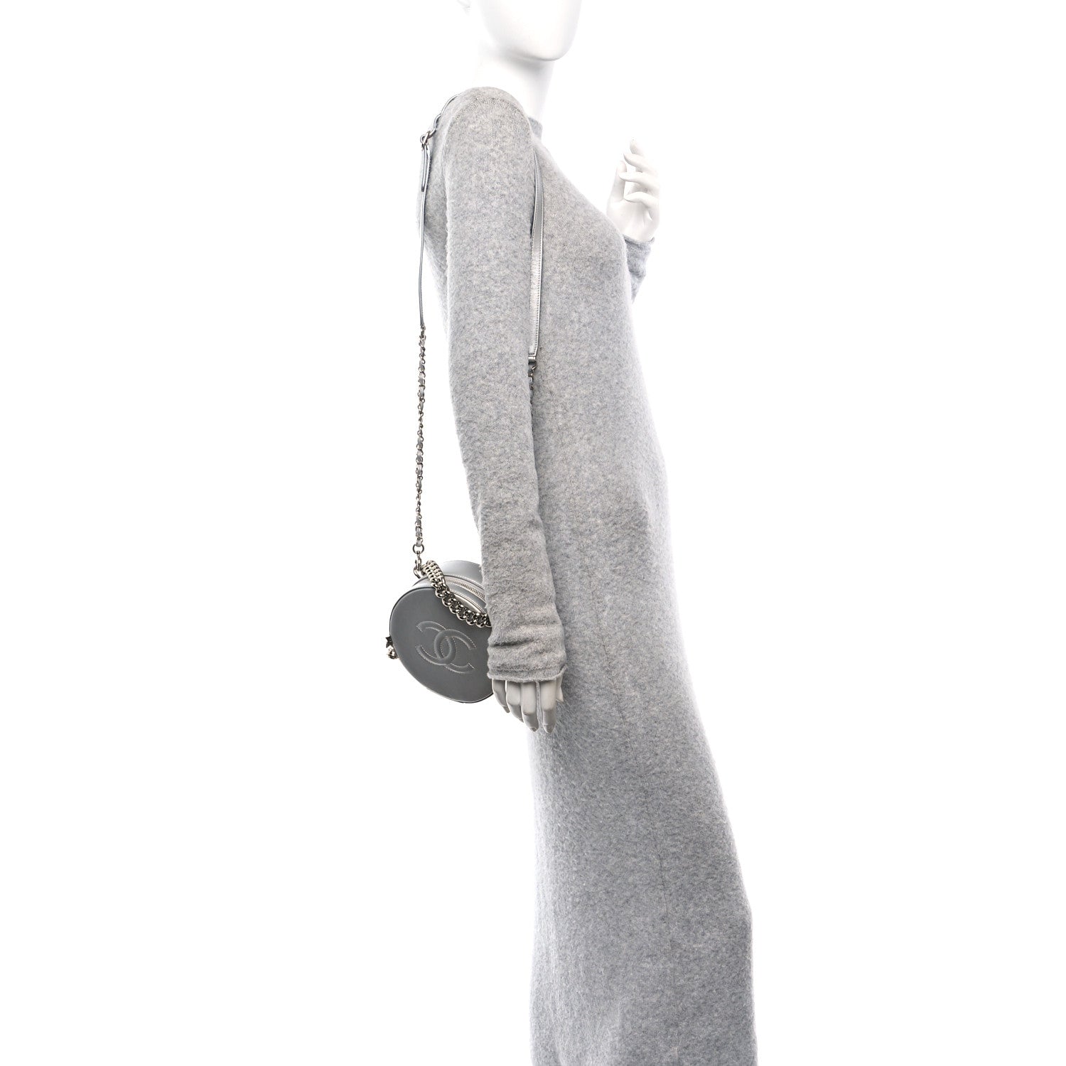 Chanel Metallic Glazed Calfskin Round As Earth Evening Bag Silver
