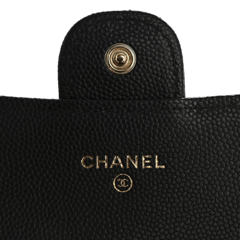 Caviar Quilted Medium Flap Wallet Black