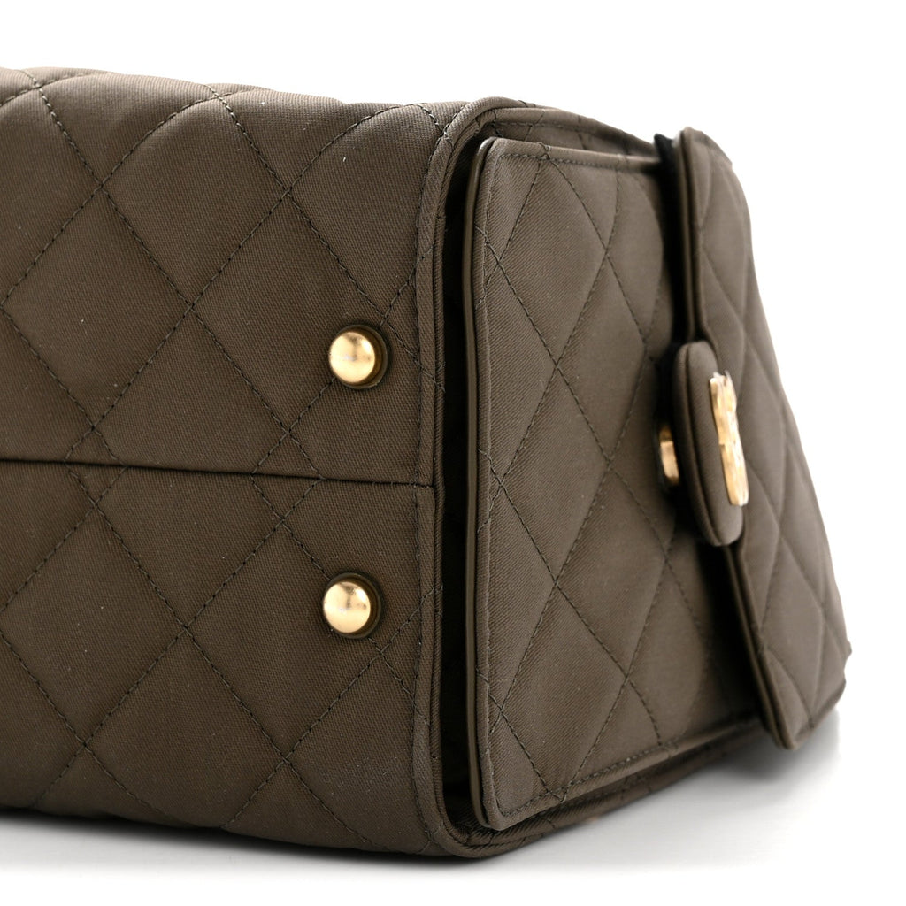 Chanel Canvas Quilted Small Chanel 25 Handbag Khaki