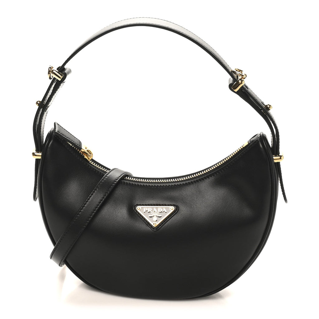 Prada Soft Calfskin Arque Shoulder Bag Black