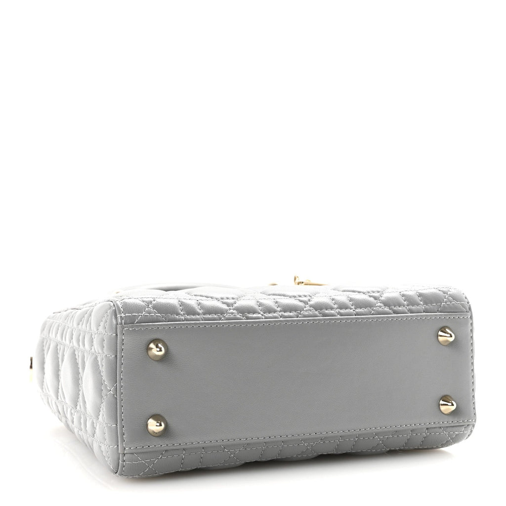 Christian Dior Lambskin Cannage Small My Lucky Badges My Lady Dior Grey