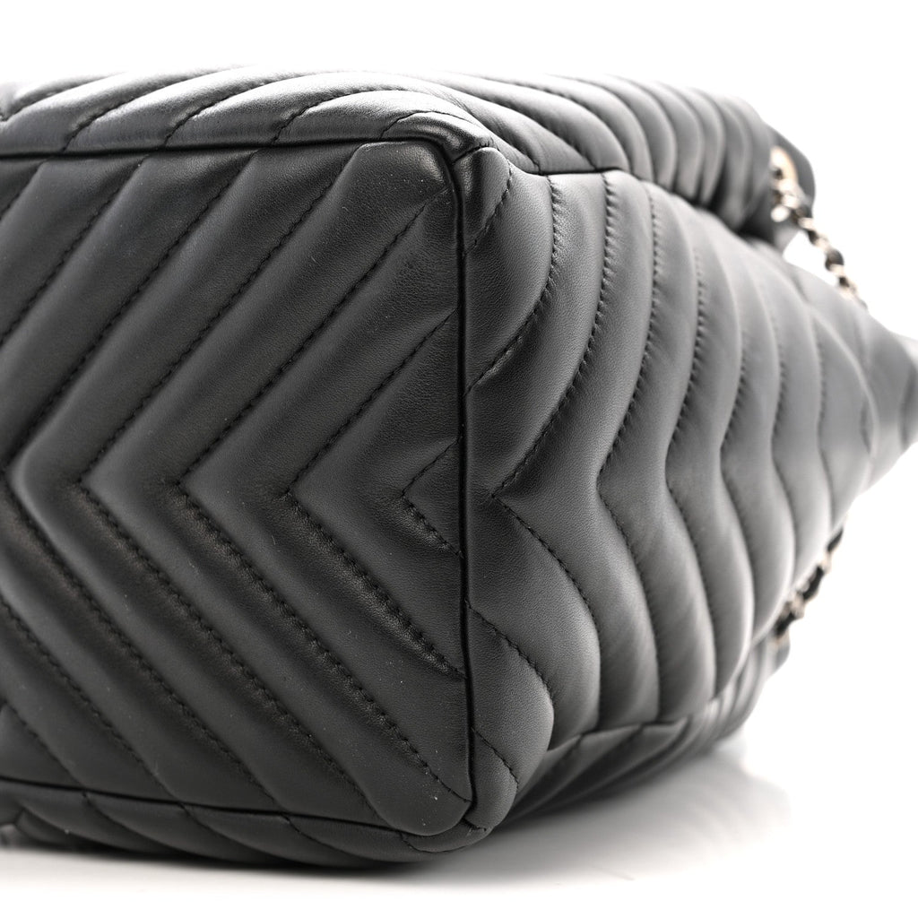 Chanel Lambskin Chevron Small Urban Spirit Drawstring Bag Black