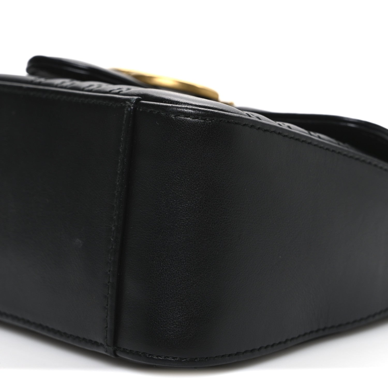 Gucci Calfskin Matelasse Mini GG Marmont Top Handle Shoulder Bag Black