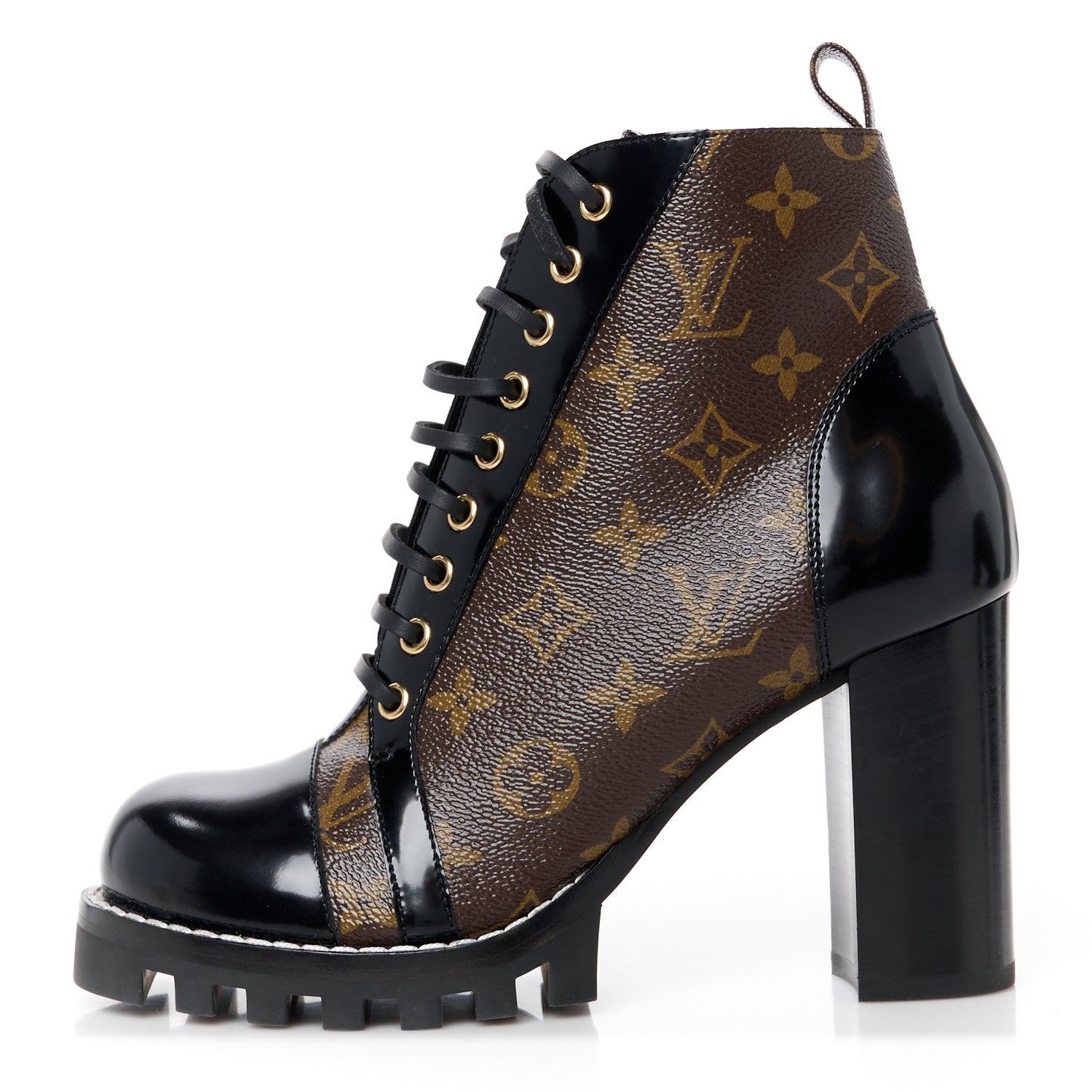 Louis Vuitton Patent Calfskin Monogram Star Trail Ankle Boots 40 Black