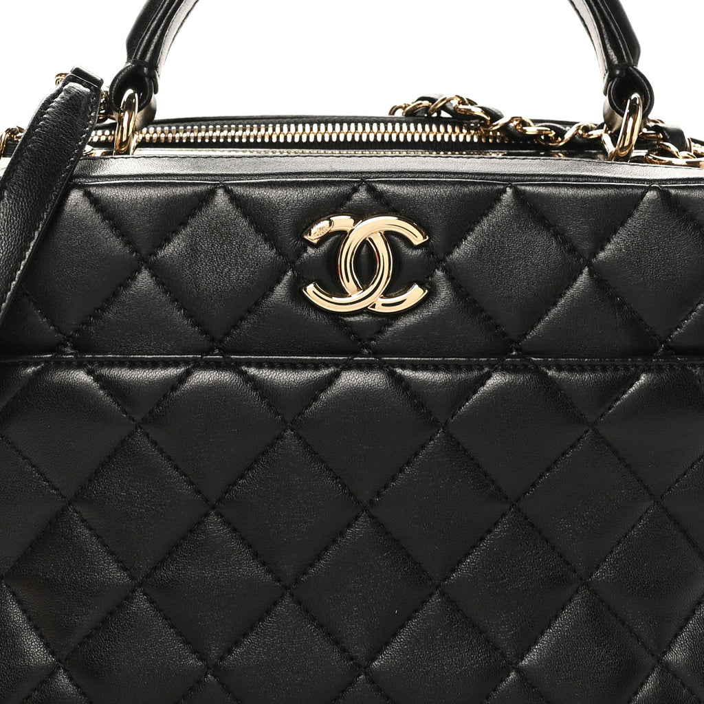 Chanel Lambskin Quilted Medium Trendy CC Bowling Bag Black