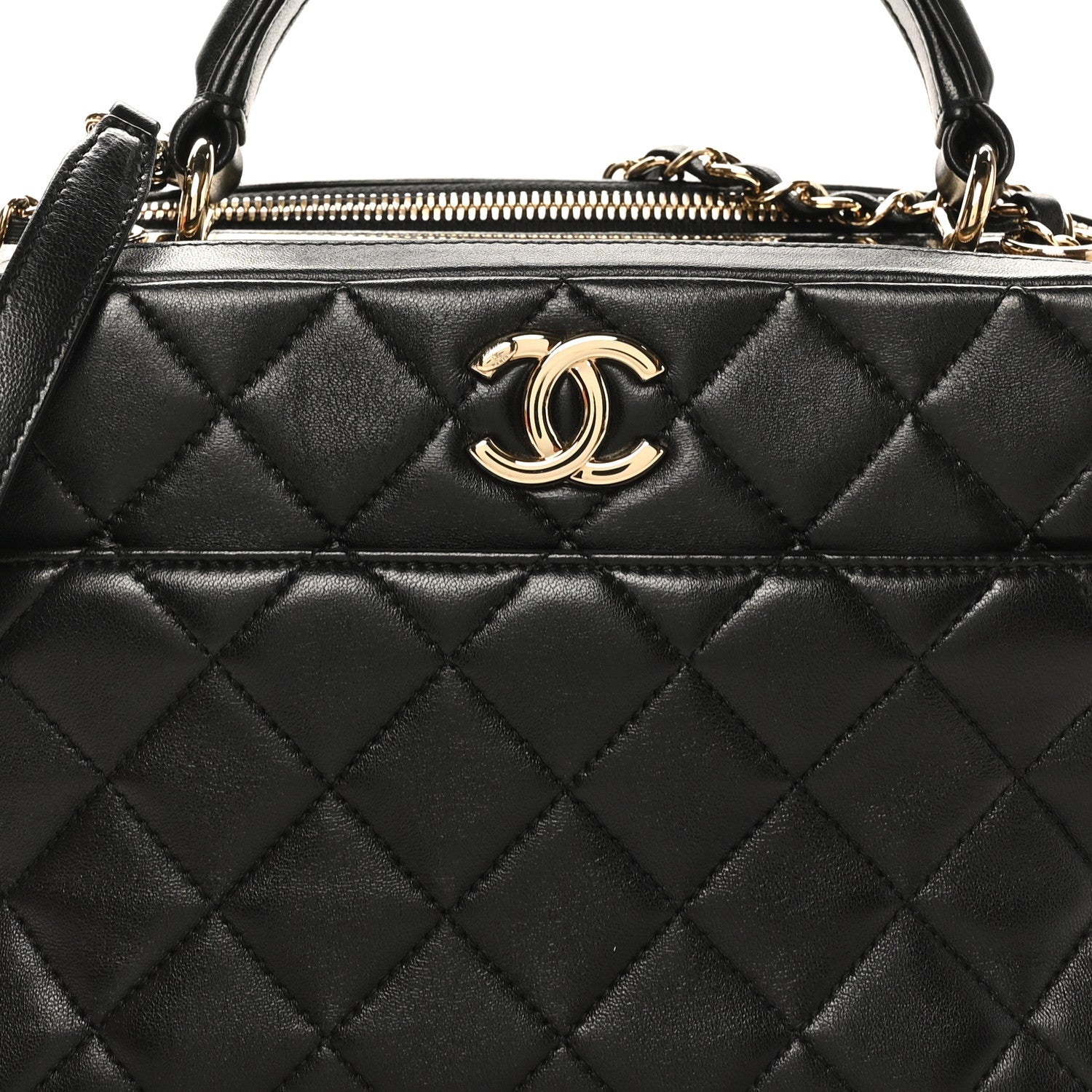 Chanel Lambskin Quilted Medium Trendy CC Bowling Bag Black