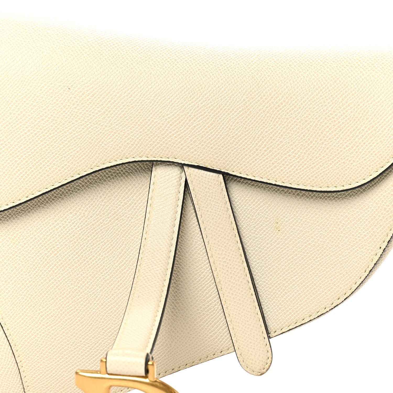 Christian Dior Grained Calfskin Saddle Bag White