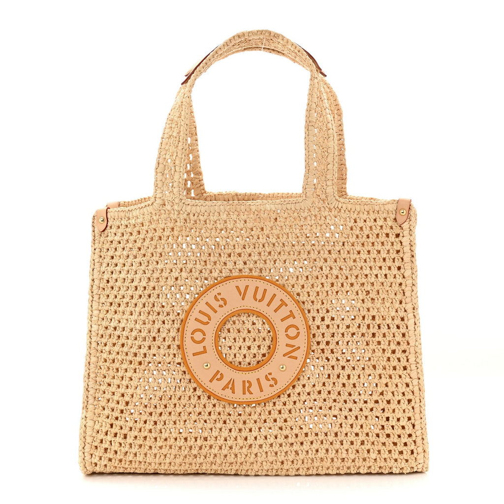 Louis Vuitton Raffia Calfskin By The Pool OnTheGo MM Natural