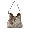 Gucci GG Icon Monogram Padlock Shoulder Bag Beige Dark Brown