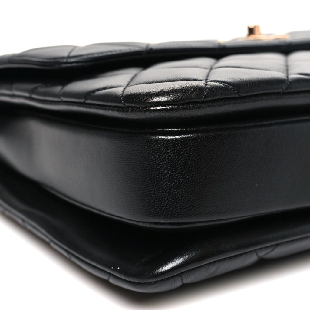 Chanel Lambskin Quilted Medium Trendy CC Flap Dual Handle Bag Black