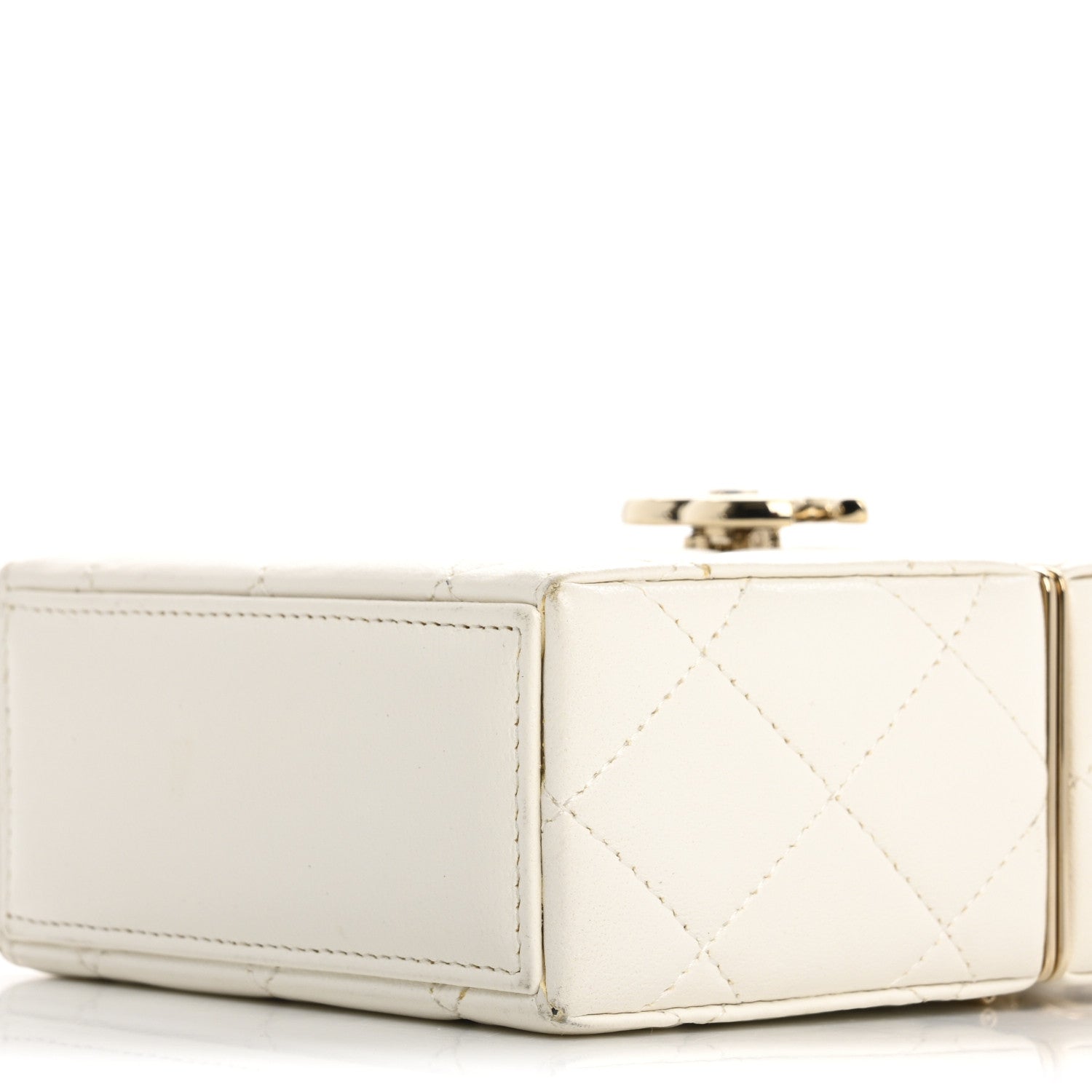 Chanel Lambskin Quilted Small Box With Chain White