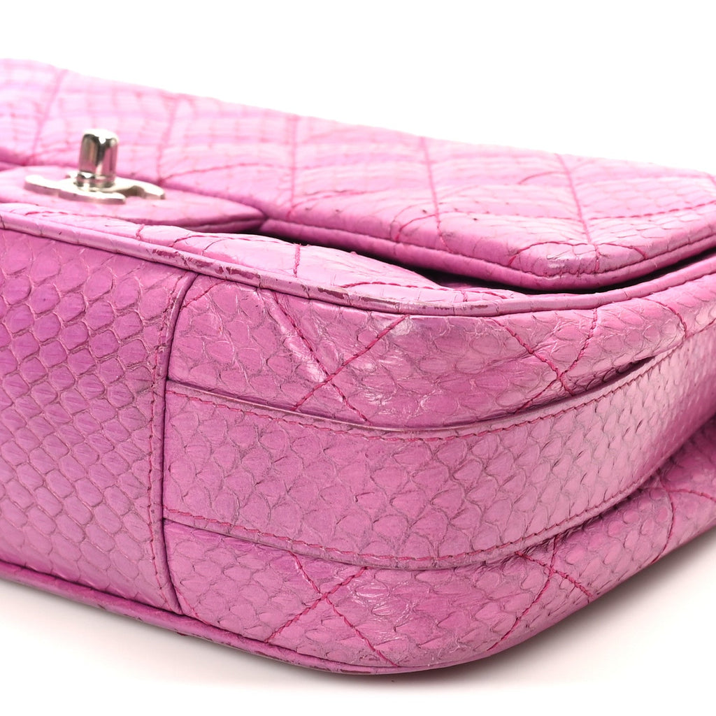 Chanel Elaphe Snakeskin Quilted Medium Easy Carry Flap Purple
