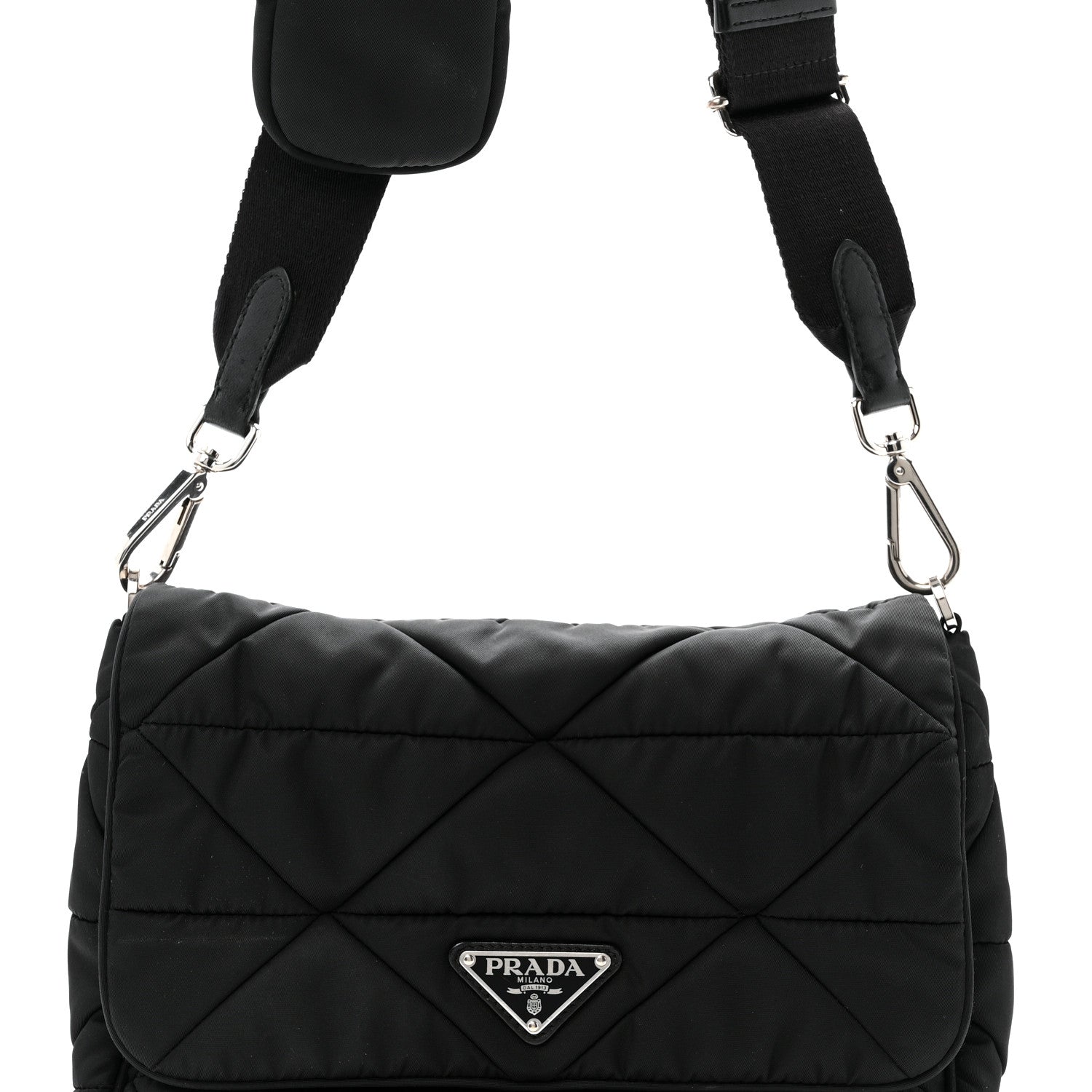 Prada Re-Nylon Quilted Padded Flap Shoulder Bag Black