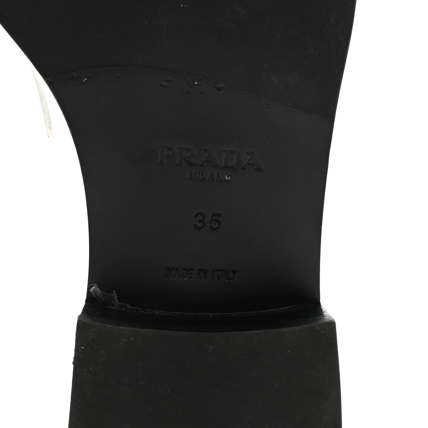 Prada Spazzolato Metal Triangle Logo 20mm Loafers 39 White