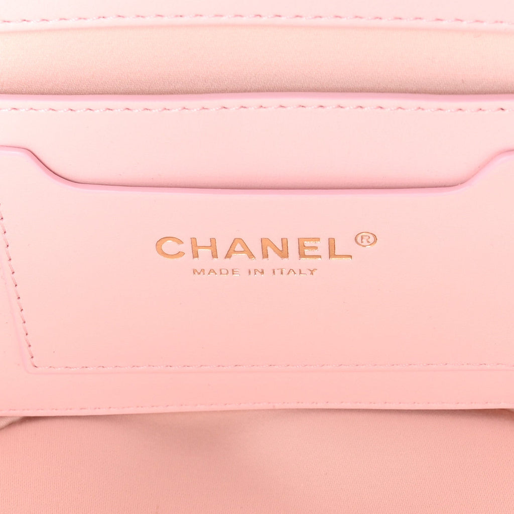 Chanel Raffia Lambskin Small Wicker Tote Beige Light Pink