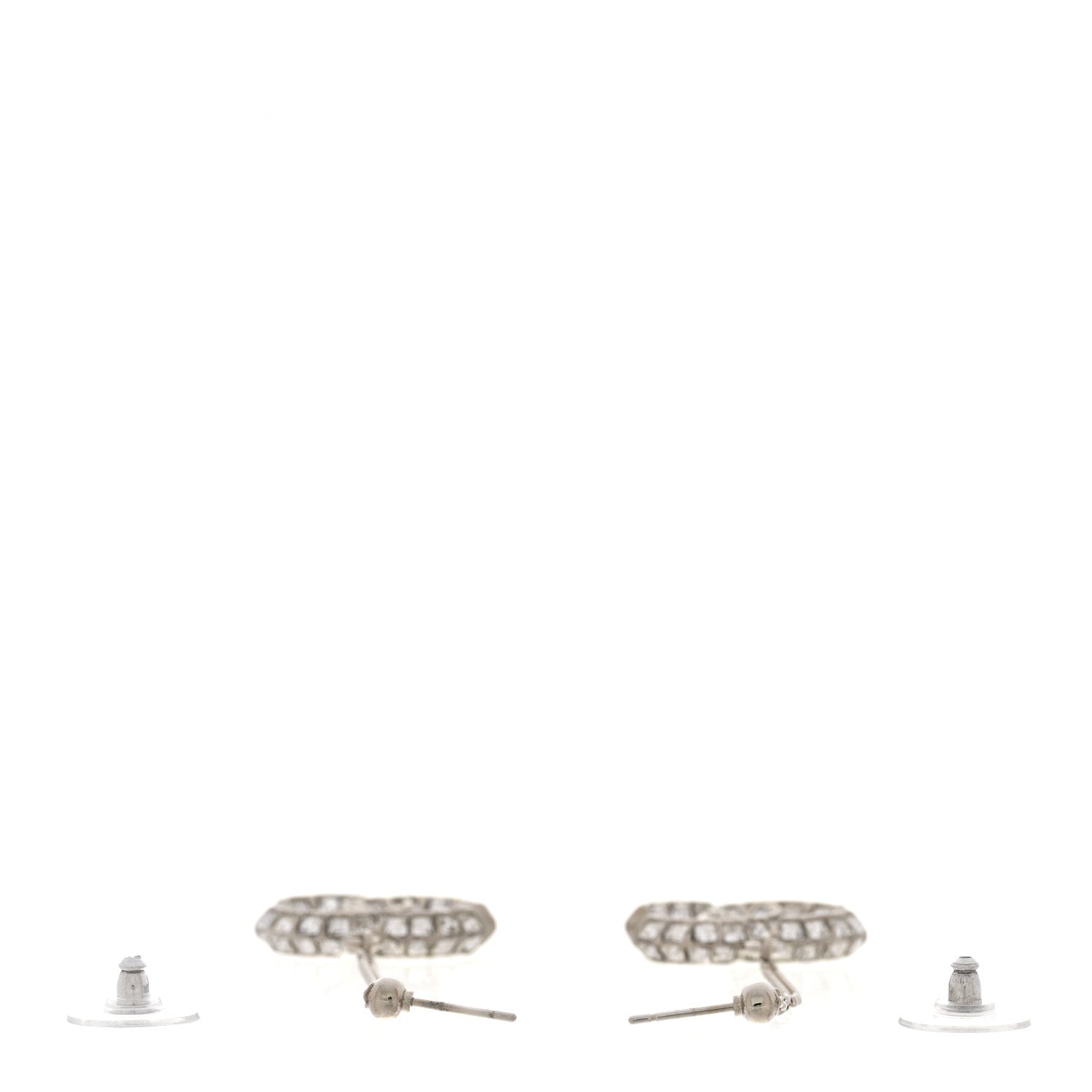 Baguette Crystal CC Drop Earrings Silver