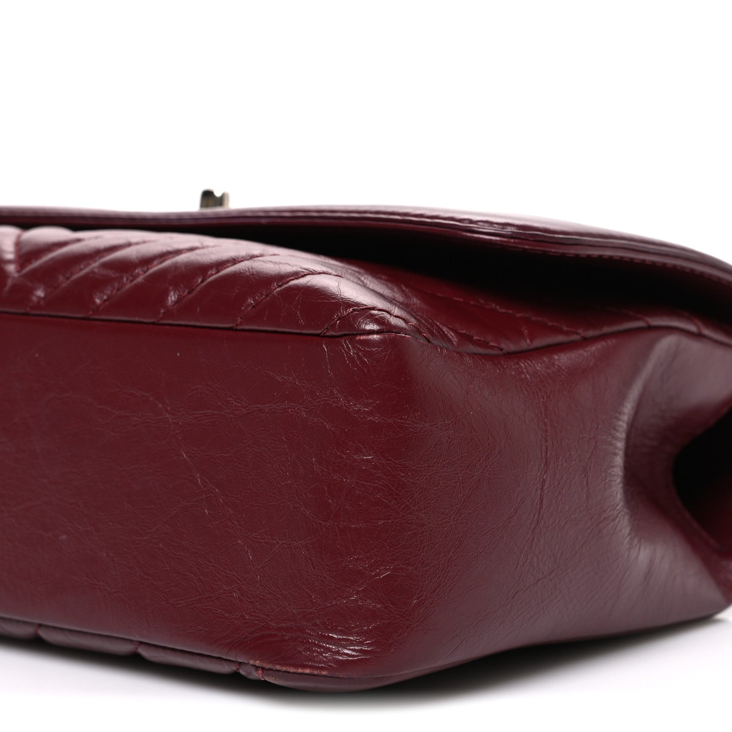 Chanel Calfskin Chevron Quilted Top Handle Flap Red