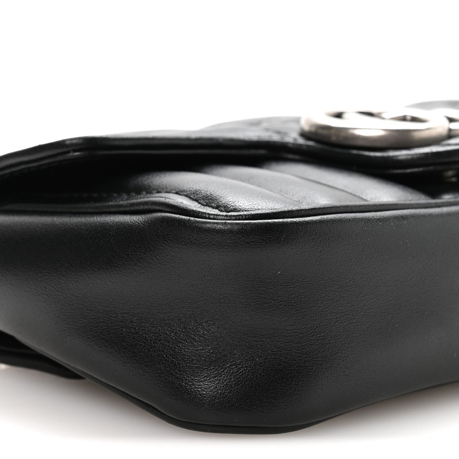 Gucci Calfskin Matelasse Aria Super Mini GG Marmont Shoulder Bag Black